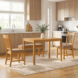 Dining Set 4 pcs Grey Solid Oak Wood 3430296