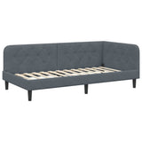 Corner Bed Frame with Headboard Dark Grey 90 x 190 cm Velvet 42016597