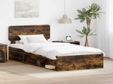 Bed Frame with Headboard Smoked Oak 90 x 200 cm Solid Pine Wood 3412127