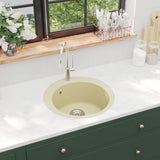 Granite Kitchen Sink Single Basin Round Beige 144864
