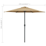 ZNTS Garden Parasol with Aluminium Pole 270x246 cm Taupe 47347