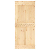 Sliding Door Natural and Black 90 x 210 cm Solid Pine Wood 3444974
