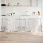 Dog Gate with Door Foldable 6 Panels White 300 cm Poplar Wood 352247