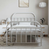 Bed Frame White Steel Single Bed Frame Rectangular Durable 353696
