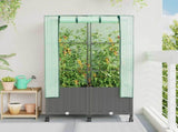 Garden Planter with Greenhouse Cover&Wheels 2 pcs Light Grey PP 3422982