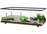 50L Glass Turtle Tank Aquarium with Basking Platform, Easy Drainage, Strip Patch Thermometer T3398P350009