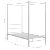Bed Frame White Powder-coated metal Single Tough Bed Frame 325055