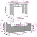2 Piece Garden Dining Set with Cushions Light Grey Poly Rattan 366334