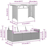 2 Piece Garden Dining Set with Cushions Black Poly Rattan 366336