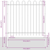 Garden Fence Grey 8.5 x 1.5 m Powder-coated steel 3334097