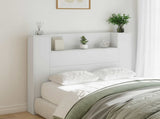Storage Headboard with LED White Engineered Wood 3418662