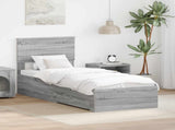 Bed Frame Grey Sonoma and Silver 75 x 190 cm Engineered Wood 3410963