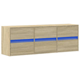 TV Wall Cabinet with LED Lights Sonoma Oak 130x31x45 cm 852301