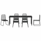 Garden Dining Set 7 pcs Black Powder-Coated Steel 3379392