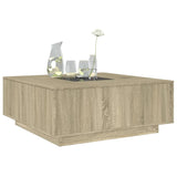 ZNTS Coffee Table with Infinity LED Sonoma Oak 100x100x40 cm 3284044