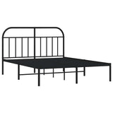 Metal Bed Frame without Mattress with Headboard Black 135x190cm 353634