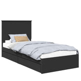 Storage Bed with Headboard Black 90 x 190 cm Engineered Wood 3411251