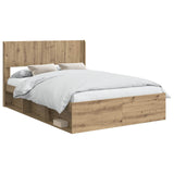 Bed Frame with Storage and Headboard Artisan Oak 135 x 190 cm 3414226