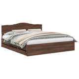 Bed Frame with Drawer Brown Oak 200 x 200 cm Engineer Wood 3412976