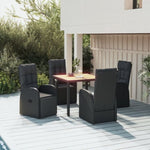 ZNTS 5 Piece Garden Dining Set Black Poly Rattan&Solid Wood Acacia 3157635