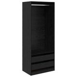Wardrobe with Drawer Black Oak 80 x 50 x 200 cm Engineered Wood 3403224