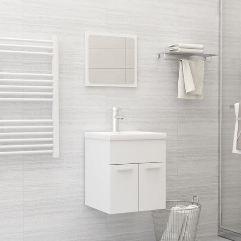 ZNTS Bathroom Furniture Set White Engineered Wood 3070856