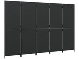 Room Divider 5 Panels Black Poly Rattan 365364
