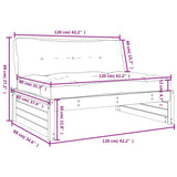 Middle Sofa White 120x80 cm Solid Wood Pine 825759
