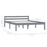 Bed Frame Grey Solid pine wood 140x200 cm Durable Bed Frame 283199