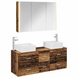 Bathroom Furniture Set 4 pcs Old Wood Engineered Wood and Glass 3406789