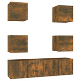 6 Piece TV Cabinet Set Smoked Oak Engineered Wood 3120239