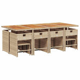 13 Piece Garden Dining Set with Cushions Beige Poly Rattan 3211168