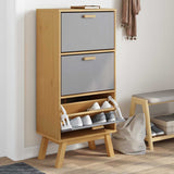 Shoe Cabinet OLDEN Grey and Brown 55x35x120cm Solid Wood Pine 358619