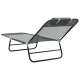 Folding Sun Lounger Folding Grey 182 x 55 x 85.5 cm Textilene 42003156