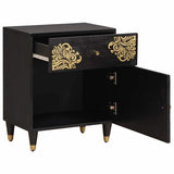 Bedside Cabinet with Door with Drawer Black 50 x 33 x 60 cm 4018816