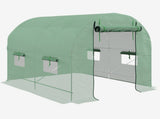 Walk-In Garden Polytunnel Greenhouse with Steel Frame, PE Cover, Roll-Up Door and 4 Windows, 2.5 x T3398P325093