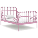 Extendable Bed Frame without Mattress Pink Metal 80x130/200 cm 324743