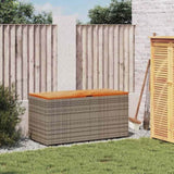 Garden Storage Box Grey 110x50x54 cm Poly Rattan Acacia Wood 365956