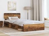Bed Frame with Headboard Old Wood 100 x 200 cm Solid Pine Wood 3412121