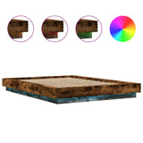Bed Frame with LED Lights without Mattress Smoked Oak 120x190cm 3281144
