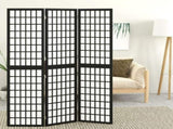 Folding 3-Panel Room Divider Japanese Style 120x170 cm Black 352079