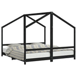 Kids Bed Frame Black 2x cm Solid Wood Pine 3200600