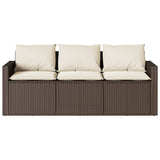 ZNTS Garden Sofa with Cushions 3-Seater Brown Poly Rattan 366342