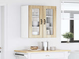 Wall Glass Cabinet PORTO Sonoma Oak 60 x 31 x 80 cm 885437