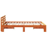 Bed Frame with Headboard Wax Brown 140 x 190 cm Solid Pine Wood 872616