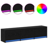 TV Cabinet with LED Black Oak 165 x 34 x 40 cm Engineered Wood 8006552