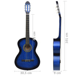 ZNTS Classical Guitar for Beginner Blue 4/4 39" Basswood 70108