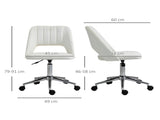 Armless Velvet-Feel Office Chair - Cream White T3398P340988