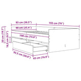Bed Frame with Drawer Black Oak 90 x 190 cm Solid Pine Wood 3403209