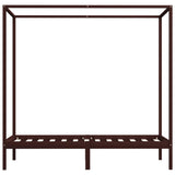 Bed Frame Dark Brown Solid Pine Wood Single Decorative Inlays 283269